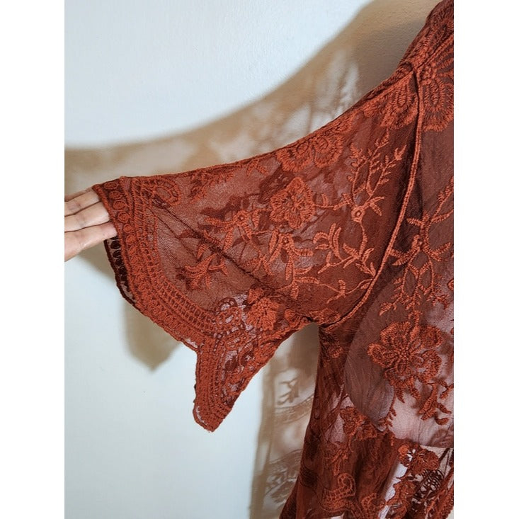 Polagram Rust Mesh Lace Kimono Size Large/XL
