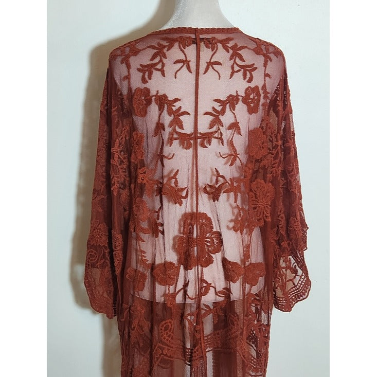 Polagram Rust Mesh Lace Kimono Size Large/XL