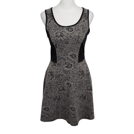 Olive & Oak Gray and Black Fit and Flare Lace Mini Dress Size XS Party Dress