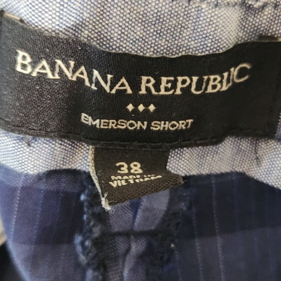 Banana Republic Men's Blue Plaid Shorts Size 38 Blue Plaid Emerson Short
