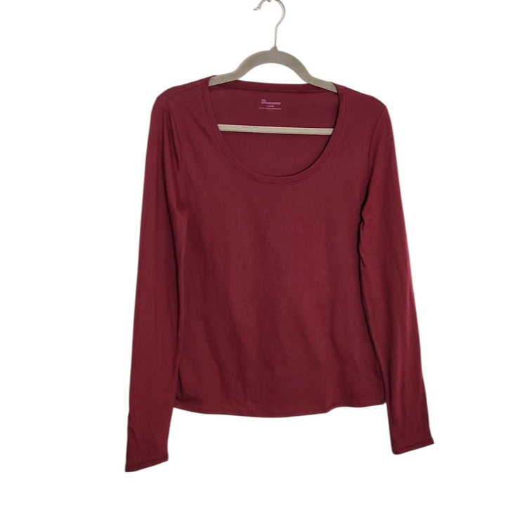 No Boundaries Wine Red Long Sleeve Scoop Neck Tee Size Large NWT