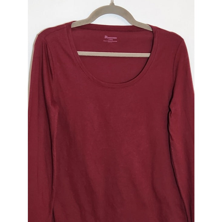 No Boundaries Wine Red Long Sleeve Scoop Neck Tee Size Large NWT