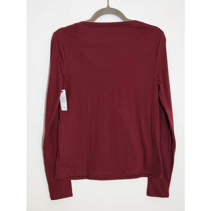 No Boundaries Wine Red Long Sleeve Scoop Neck Tee Size Large NWT