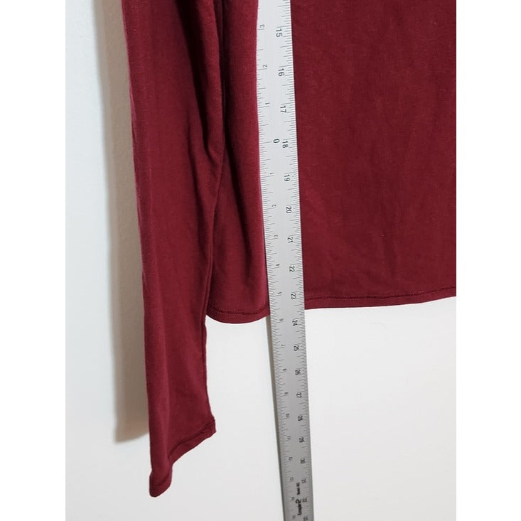 No Boundaries Wine Red Long Sleeve Scoop Neck Tee Size Large NWT