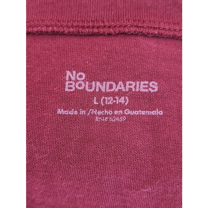 No Boundaries Wine Red Long Sleeve Scoop Neck Tee Size Large NWT