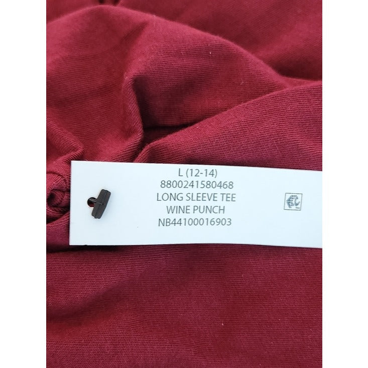 No Boundaries Wine Red Long Sleeve Scoop Neck Tee Size Large NWT
