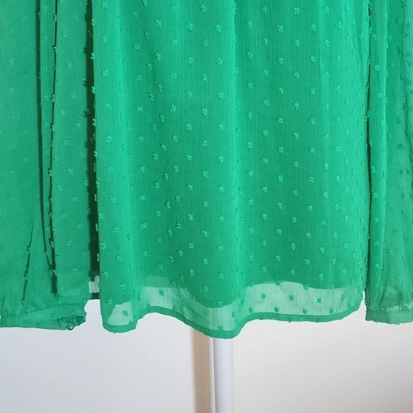 J. Crew Long Sleeve Green Swiss Dot Blouse Size Medium Preppy Green Women's Top
