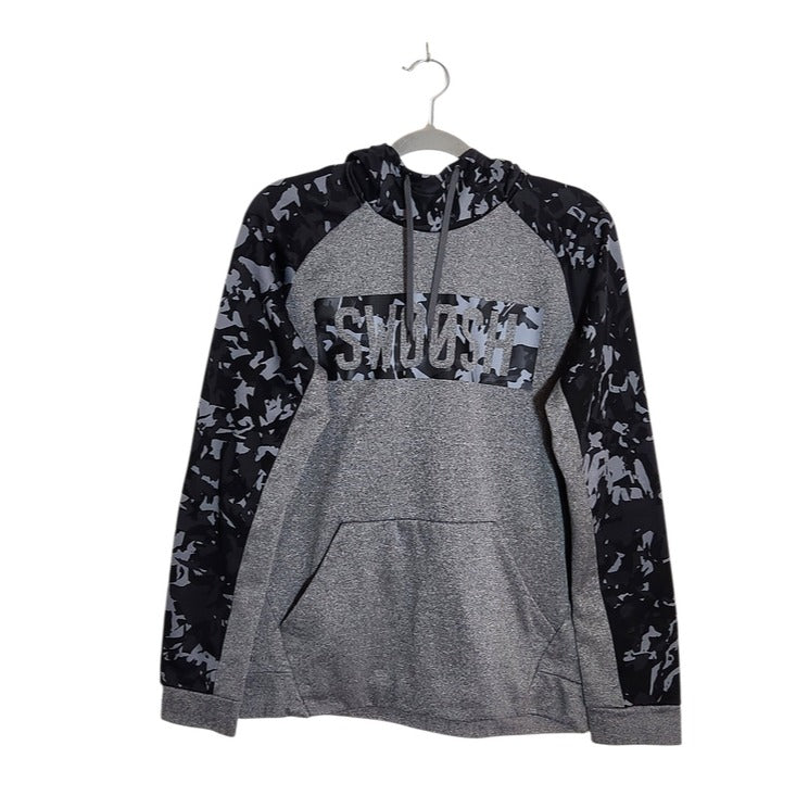Nike Mens Gray and Black Camo Swoosh Hoodie Pullover Size Medium