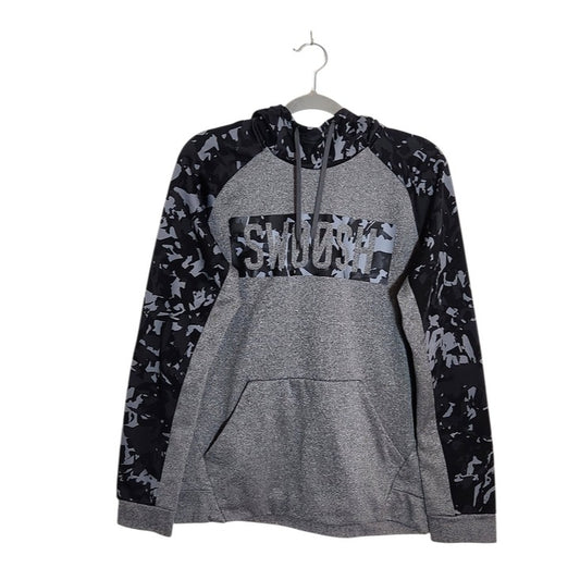 Nike Mens Gray and Black Camo Swoosh Hoodie Pullover Size Medium