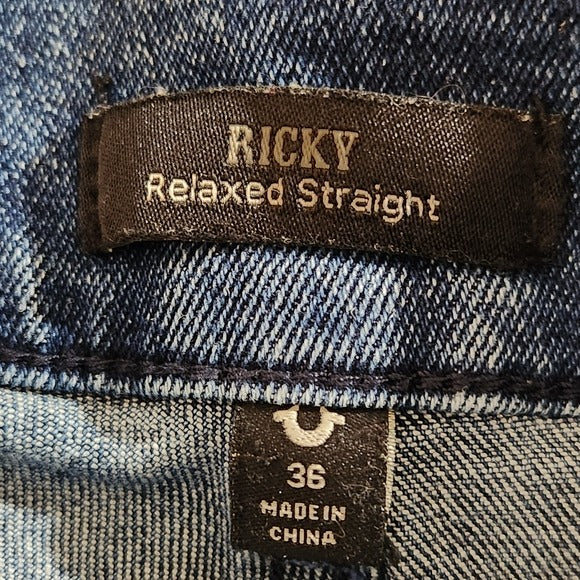 True Religion Mens Ricky Relaxed Straight Jean Shorts Size 36