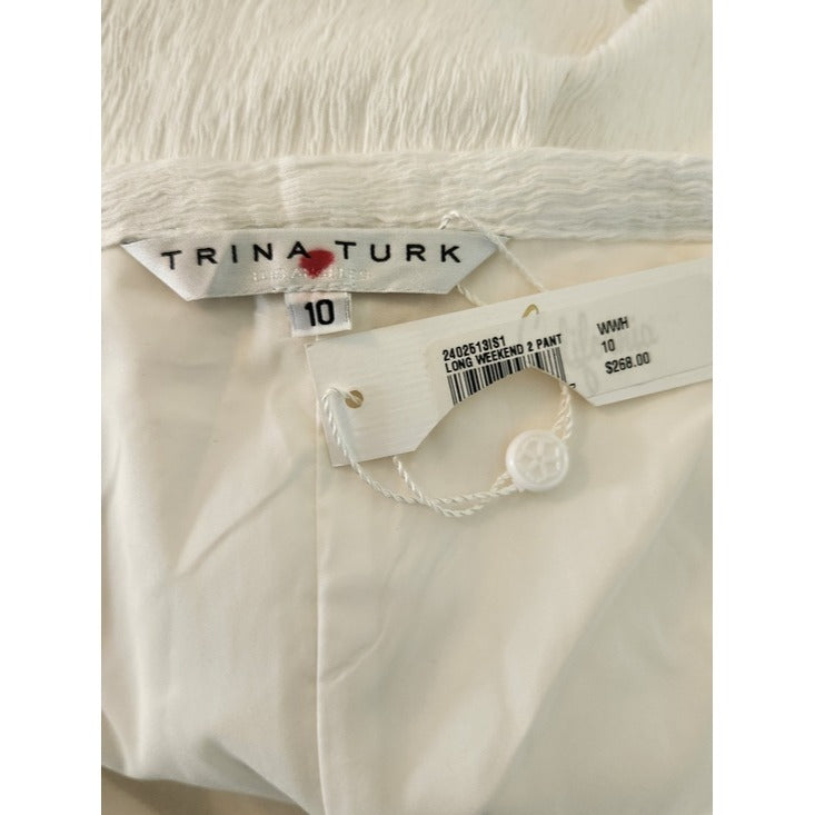 Trina Turk White Wide Leg Pants Size 10 NWT