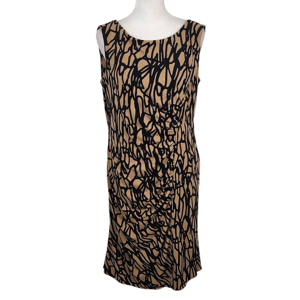 Vicky Tiel Brown and Black Sheath Dress Size Medium Wedding Guest Dress