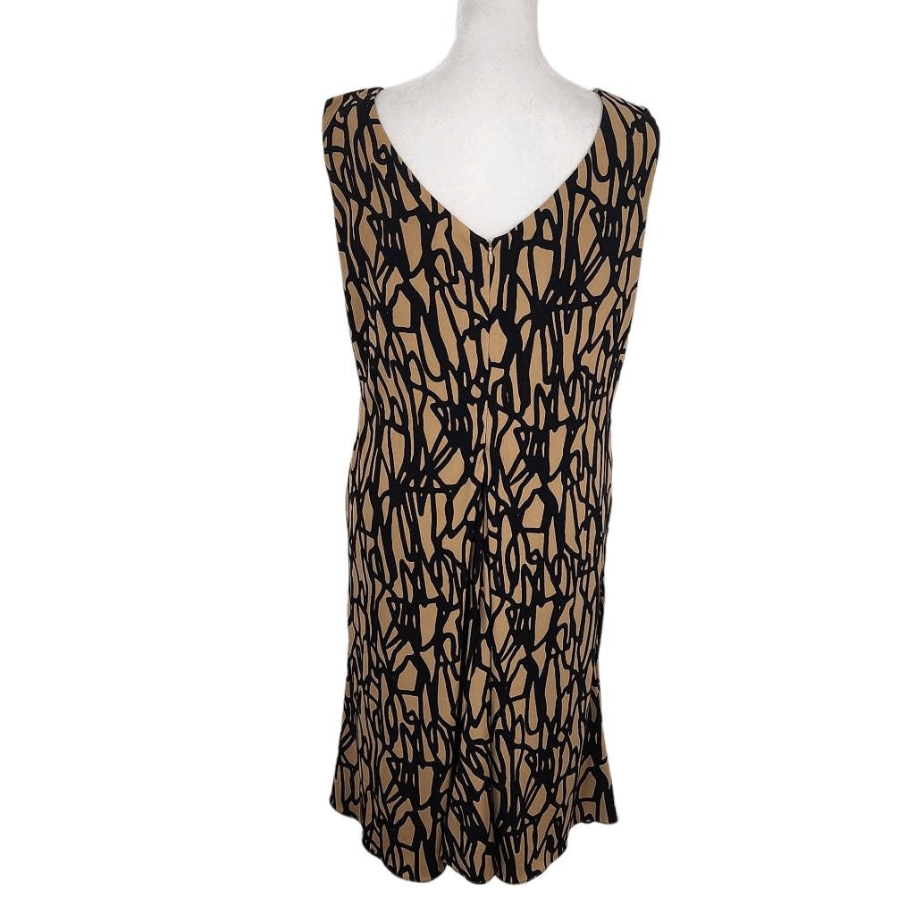 Vicky Tiel Brown and Black Sheath Dress Size Medium Wedding Guest Dress