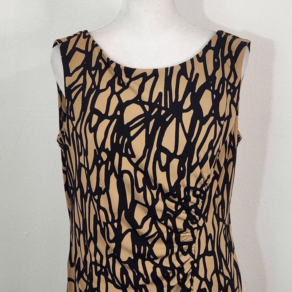 Vicky Tiel Brown and Black Sheath Dress Size Medium Wedding Guest Dress