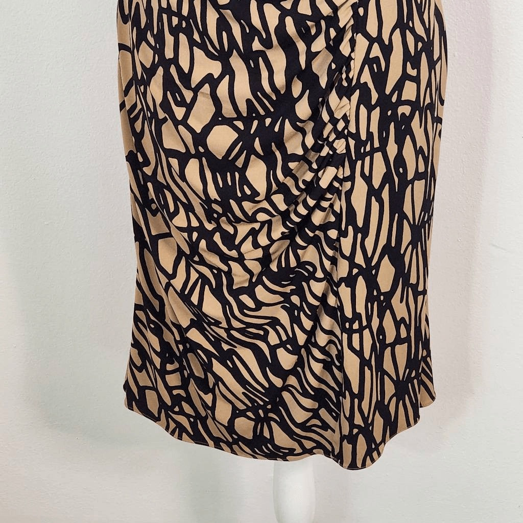 Vicky Tiel Brown and Black Sheath Dress Size Medium Wedding Guest Dress