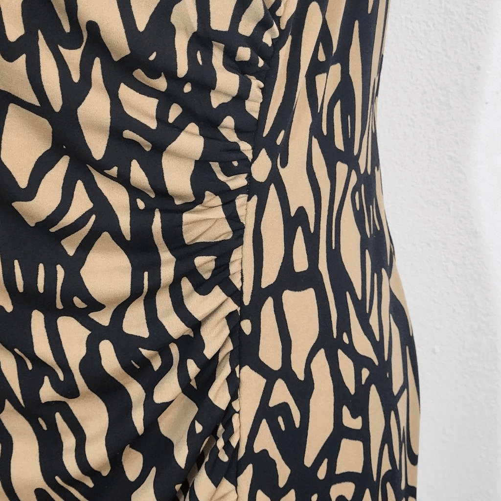 Vicky Tiel Brown and Black Sheath Dress Size Medium Wedding Guest Dress
