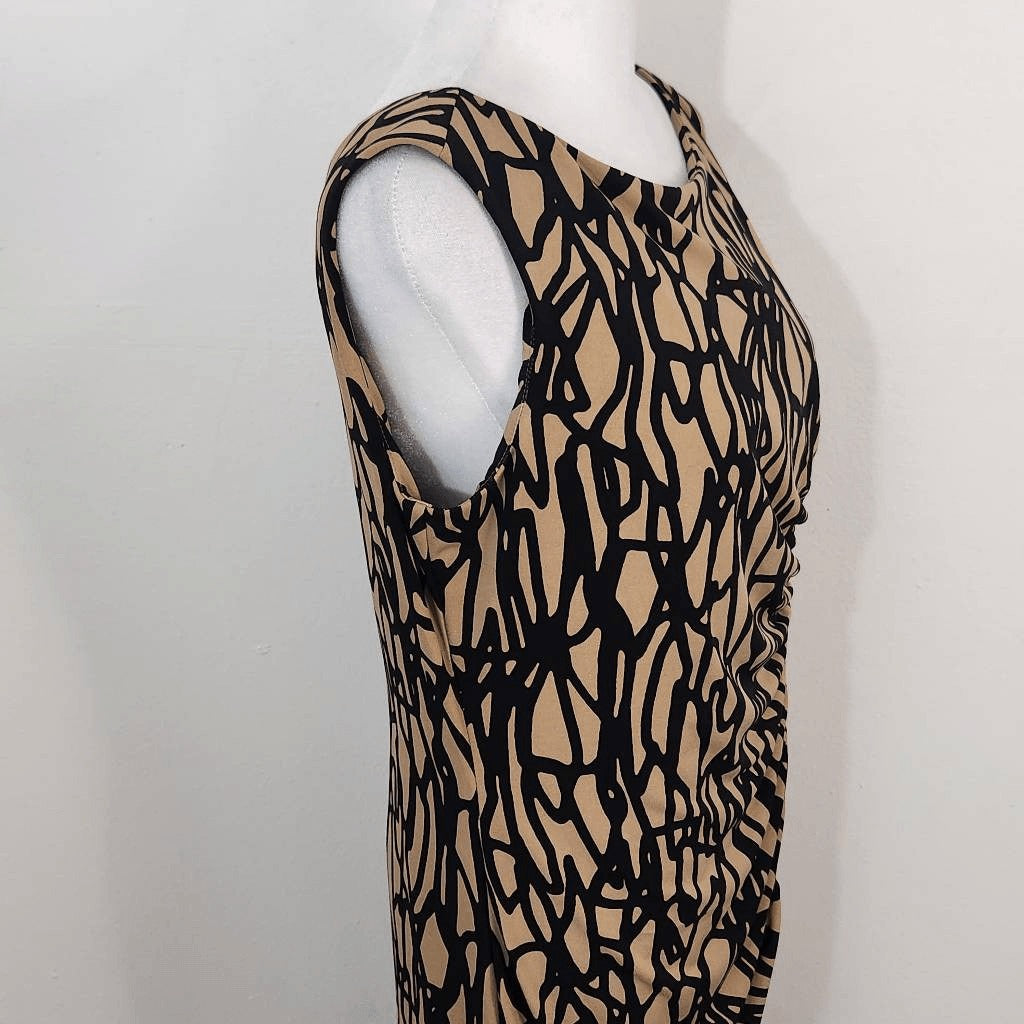 Vicky Tiel Brown and Black Sheath Dress Size Medium Wedding Guest Dress