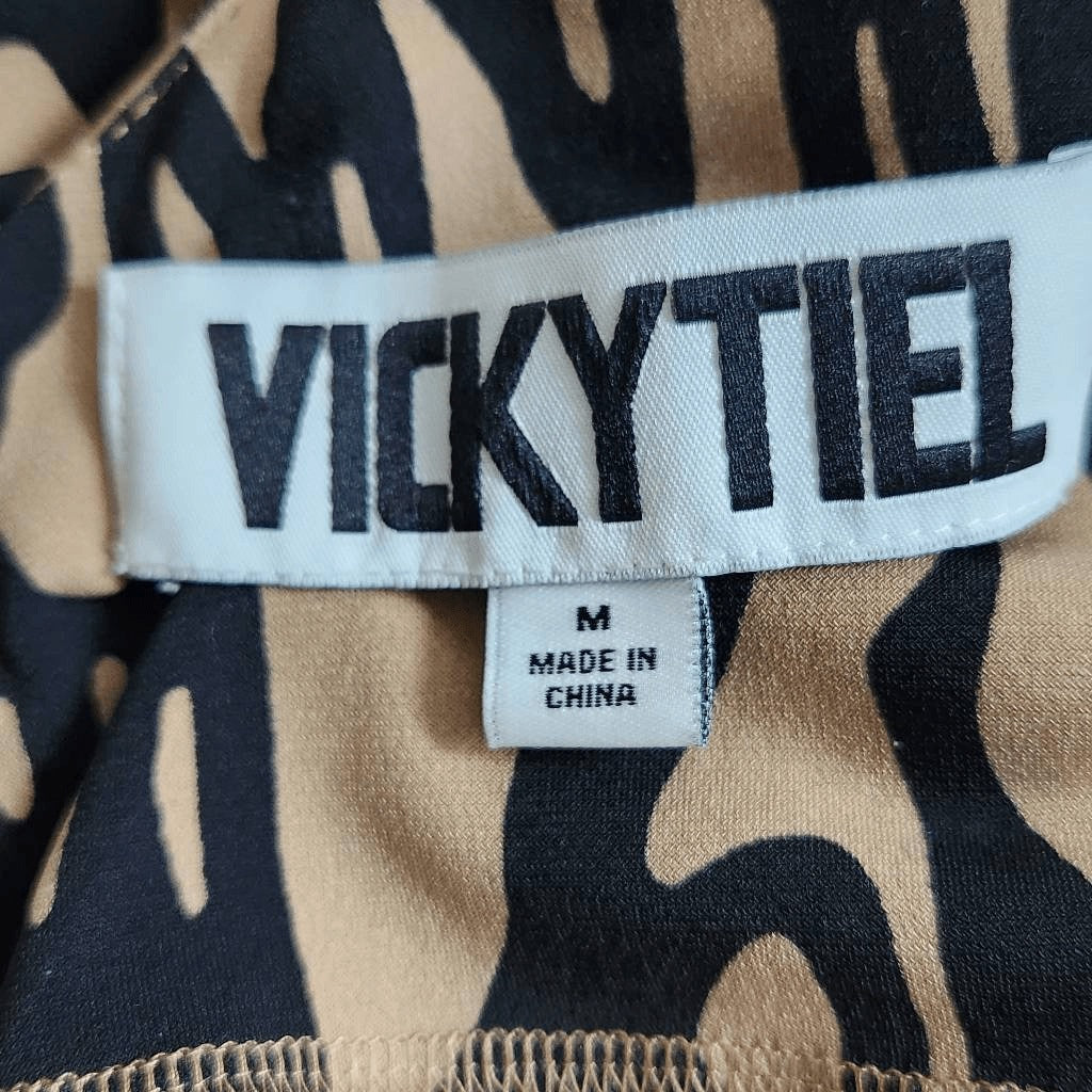 Vicky Tiel Brown and Black Sheath Dress Size Medium Wedding Guest Dress