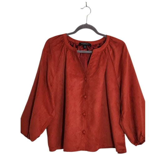 Marc New York Rust Red Sueded Button Up Blouse Size XL
