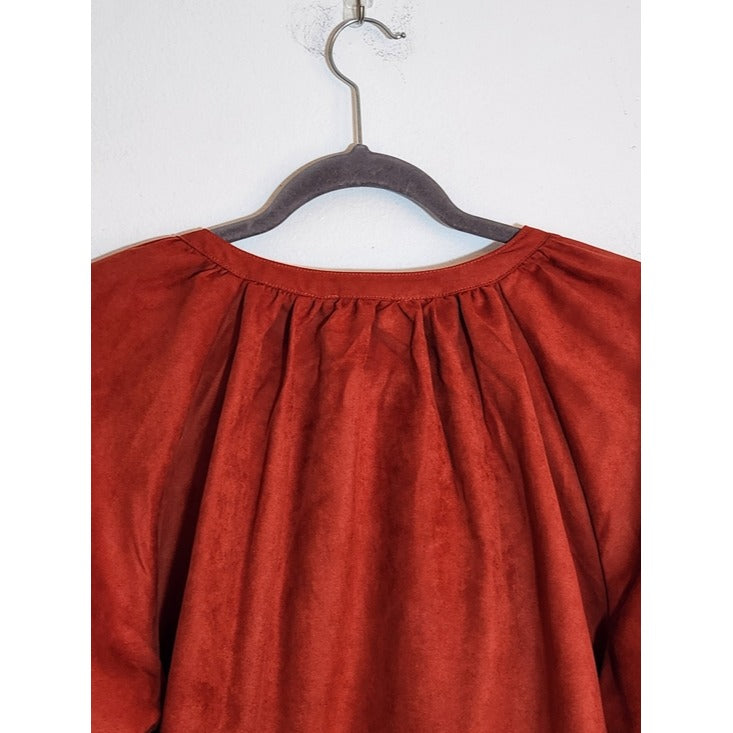 Marc New York Rust Red Sueded Button Up Blouse Size XL