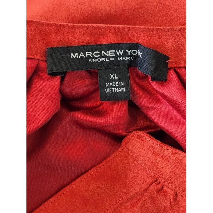 Marc New York Rust Red Sueded Button Up Blouse Size XL