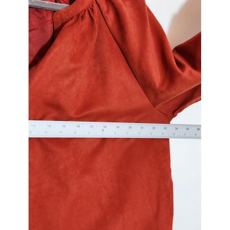 Marc New York Rust Red Sueded Button Up Blouse Size XL