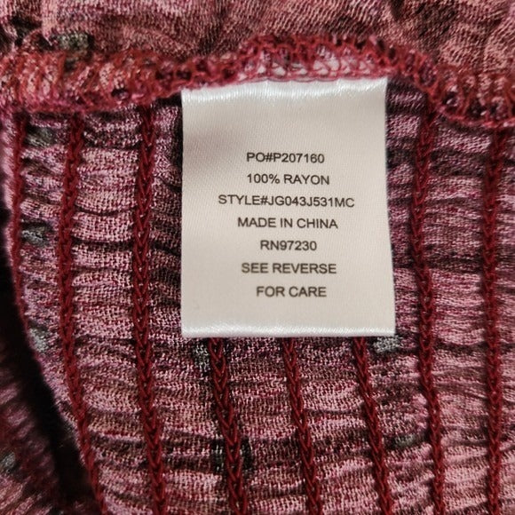 Crave Fame Wine Plaid Smocked Crop Top NWT Size Medium
