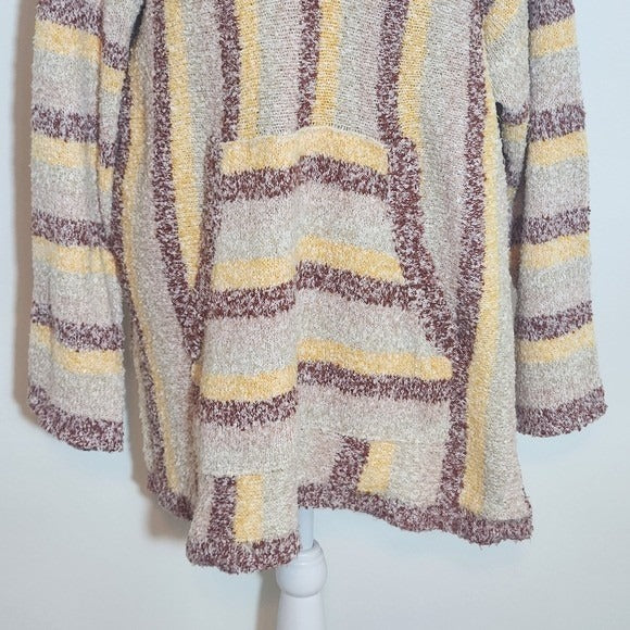 Easel Striped Knit Oversized Sweater with Kangaroo Pocket Sz Small Boho Sweater