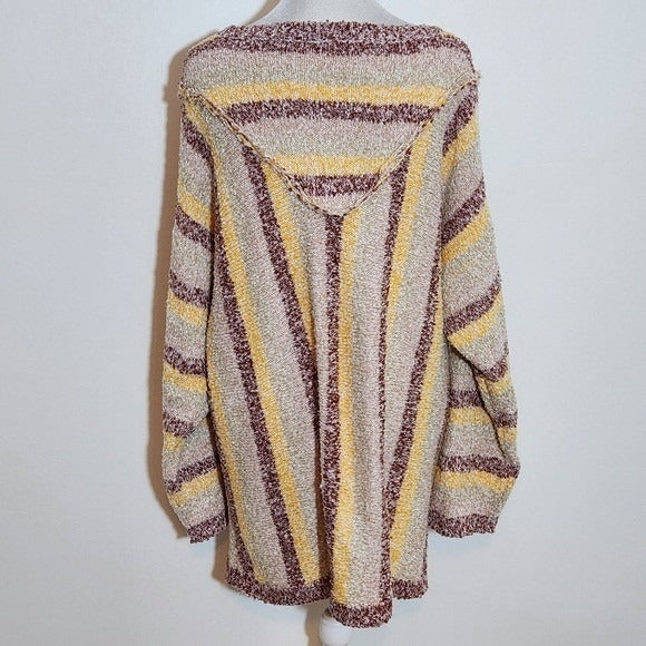 Easel Striped Knit Oversized Sweater with Kangaroo Pocket Sz Small Boho Sweater
