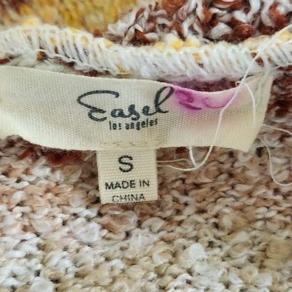 Easel Striped Knit Oversized Sweater with Kangaroo Pocket Sz Small Boho Sweater