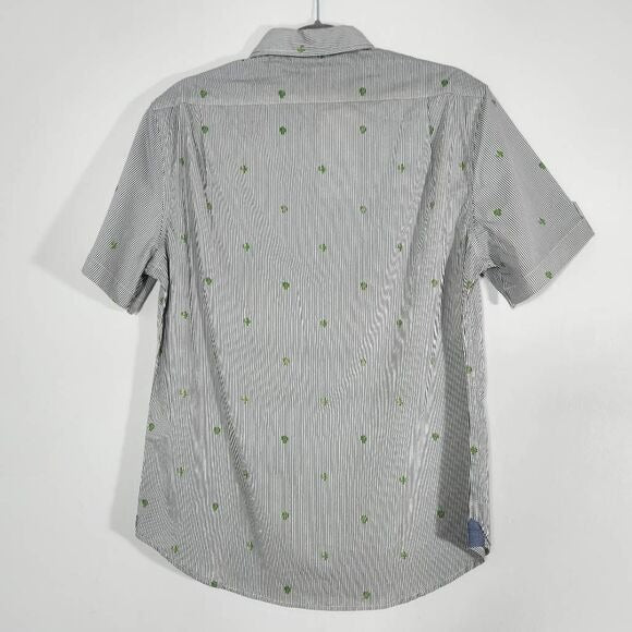 Jachs Gray and White Striped Button Down Shirt with Cactus Print NWT Size Small