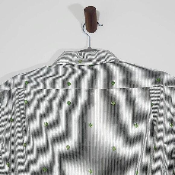 Jachs Gray and White Striped Button Down Shirt with Cactus Print NWT Size Small