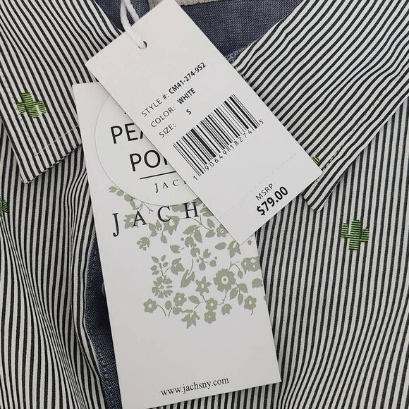 Jachs Gray and White Striped Button Down Shirt with Cactus Print NWT Size Small