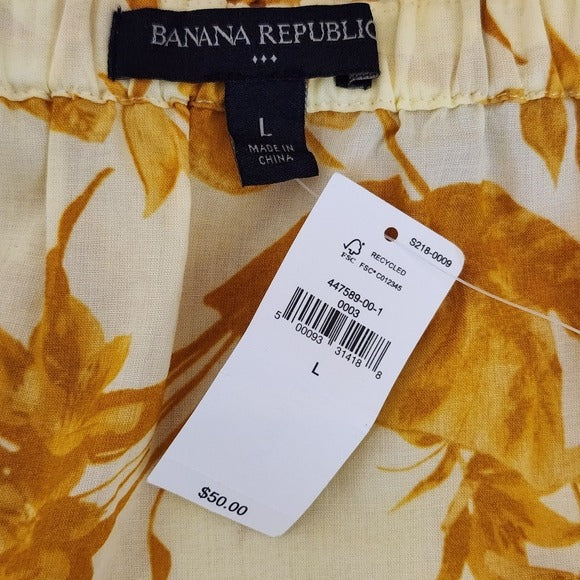 Banana Republic Ruffle Yellow Floral Off the Shoulder Crop Top Size Large NWT