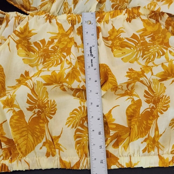 Banana Republic Ruffle Yellow Floral Off the Shoulder Crop Top Size Large NWT