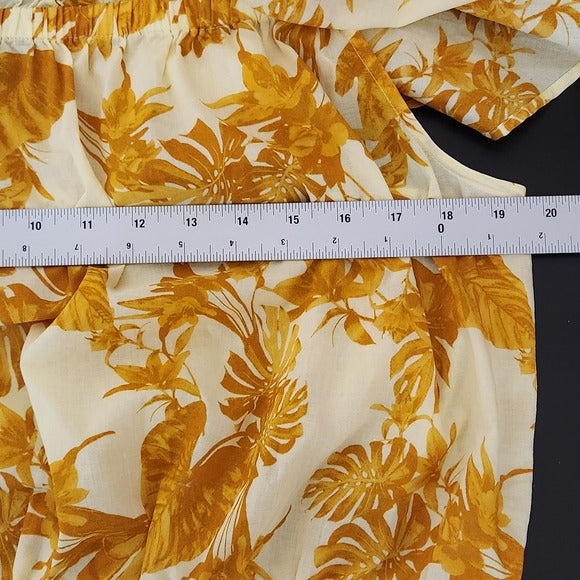 Banana Republic Ruffle Yellow Floral Off the Shoulder Crop Top Size Large NWT