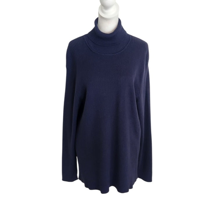 Appleseed's Navy Ribbed Knit Turtleneck Sweater Size XL