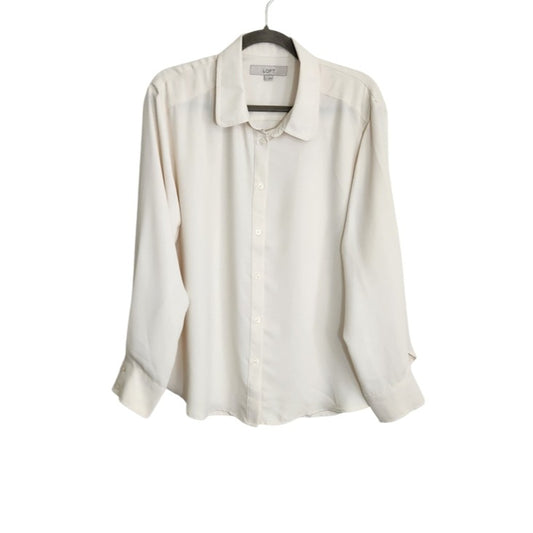LOFT Cream Button Down Blouse Size Large