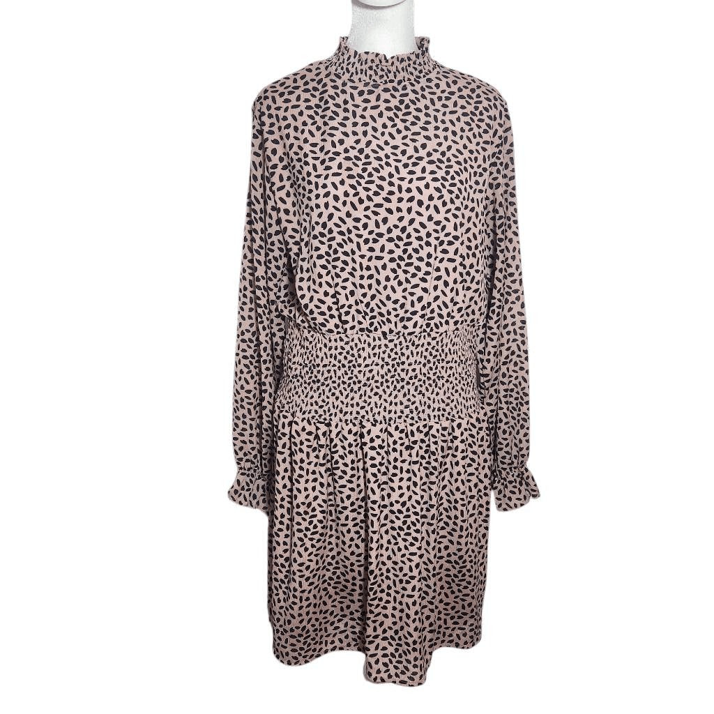 She + Sky Pink and Black Print Mini Dress Size Large Wedding Guest Dress