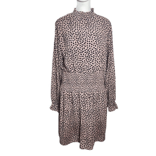 She + Sky Pink and Black Print Mini Dress Size Large Wedding Guest Dress