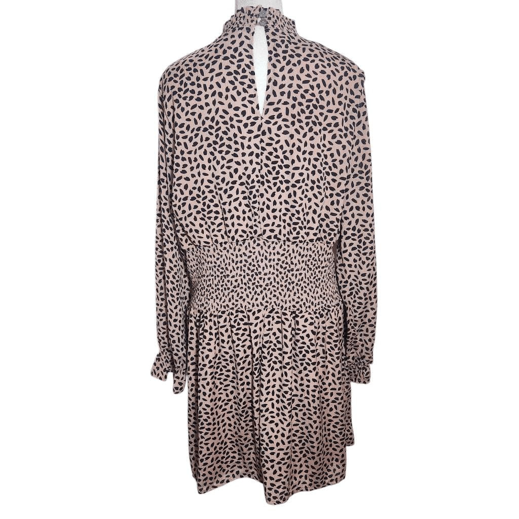 She + Sky Pink and Black Print Mini Dress Size Large Wedding Guest Dress