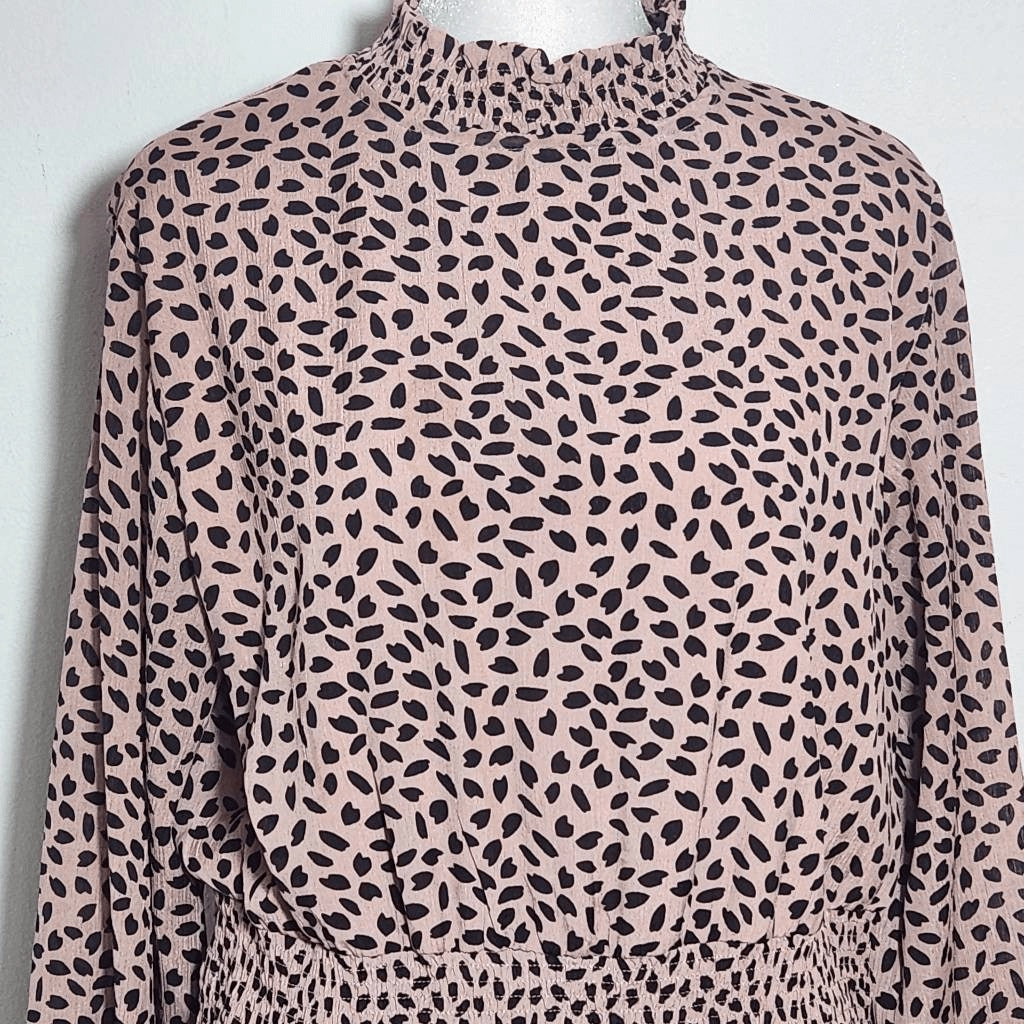 She + Sky Pink and Black Print Mini Dress Size Large Wedding Guest Dress