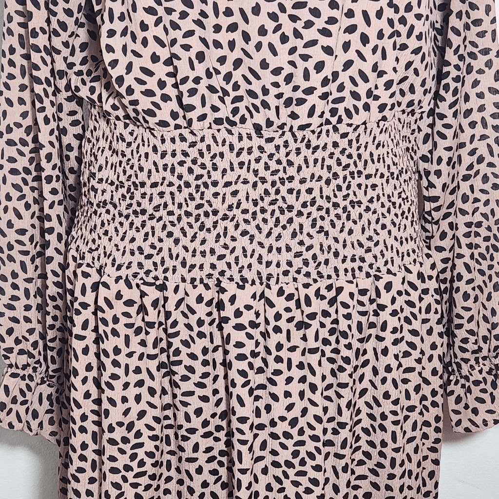 She + Sky Pink and Black Print Mini Dress Size Large Wedding Guest Dress