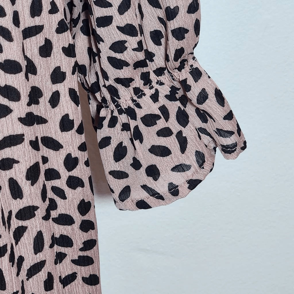 She + Sky Pink and Black Print Mini Dress Size Large Wedding Guest Dress
