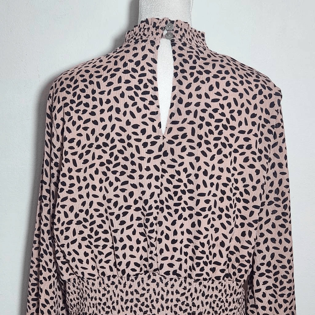 She + Sky Pink and Black Print Mini Dress Size Large Wedding Guest Dress
