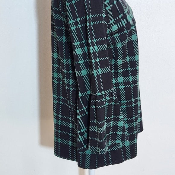 Jude Connally Green and Black Plaid Dixie Ponte Blouse Size XS NWT