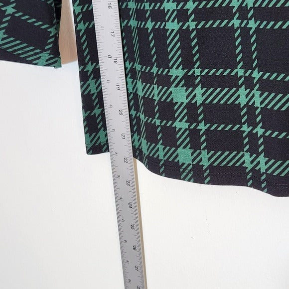 Jude Connally Green and Black Plaid Dixie Ponte Blouse Size XS NWT