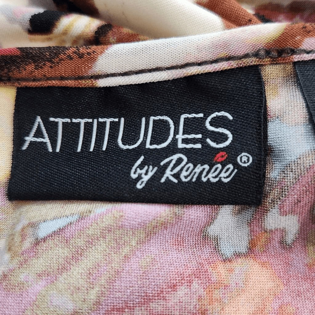 Attitudes by Renee Colorful Print Poncho Tunic Size Large Oversized Flowy Tunic