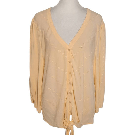 Bob Timberlake Peach Semi-Sheer Button Down Blouse NWT Size Large