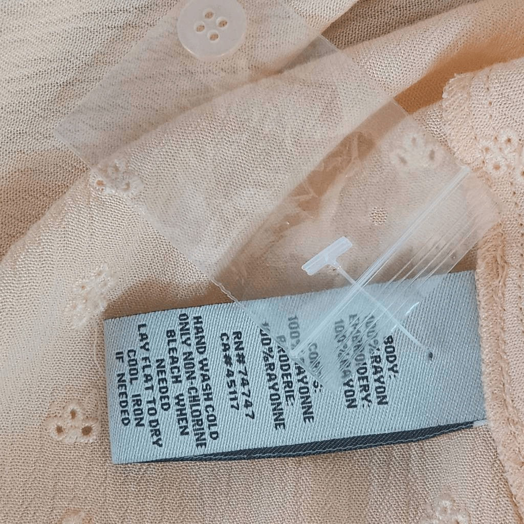 Bob Timberlake Peach Semi-Sheer Button Down Blouse NWT Size Large